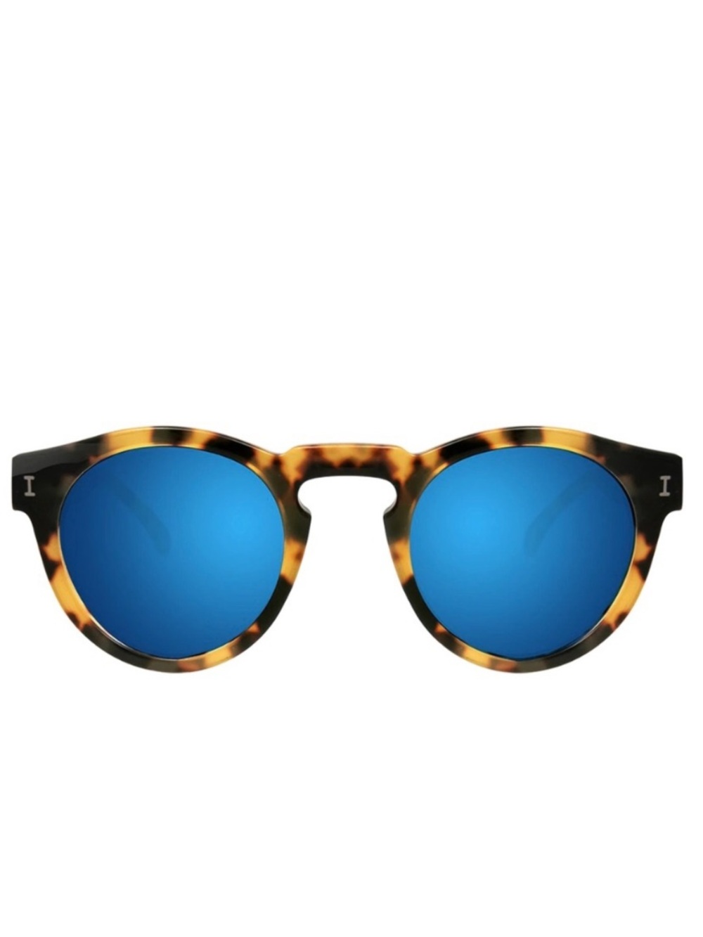 Illesteva Toohey Tortoise Frame Sunglasses with Blue Mirrored Lenses